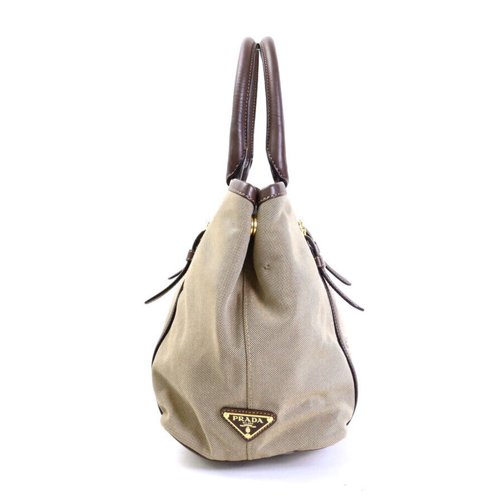 Prada Brown 2way Bag Shoulder Leather Canvas Brown